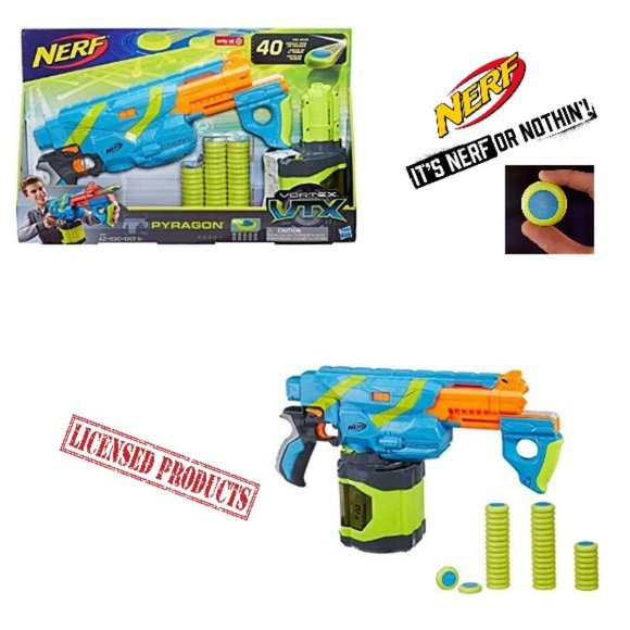 NERF Vortex Pyragon and 40 Disc Drum Blaster set Sealed   NEW - Picture 1 of 15